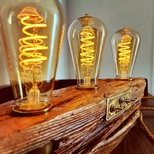Lampada Trilux con tre lampadine vintage